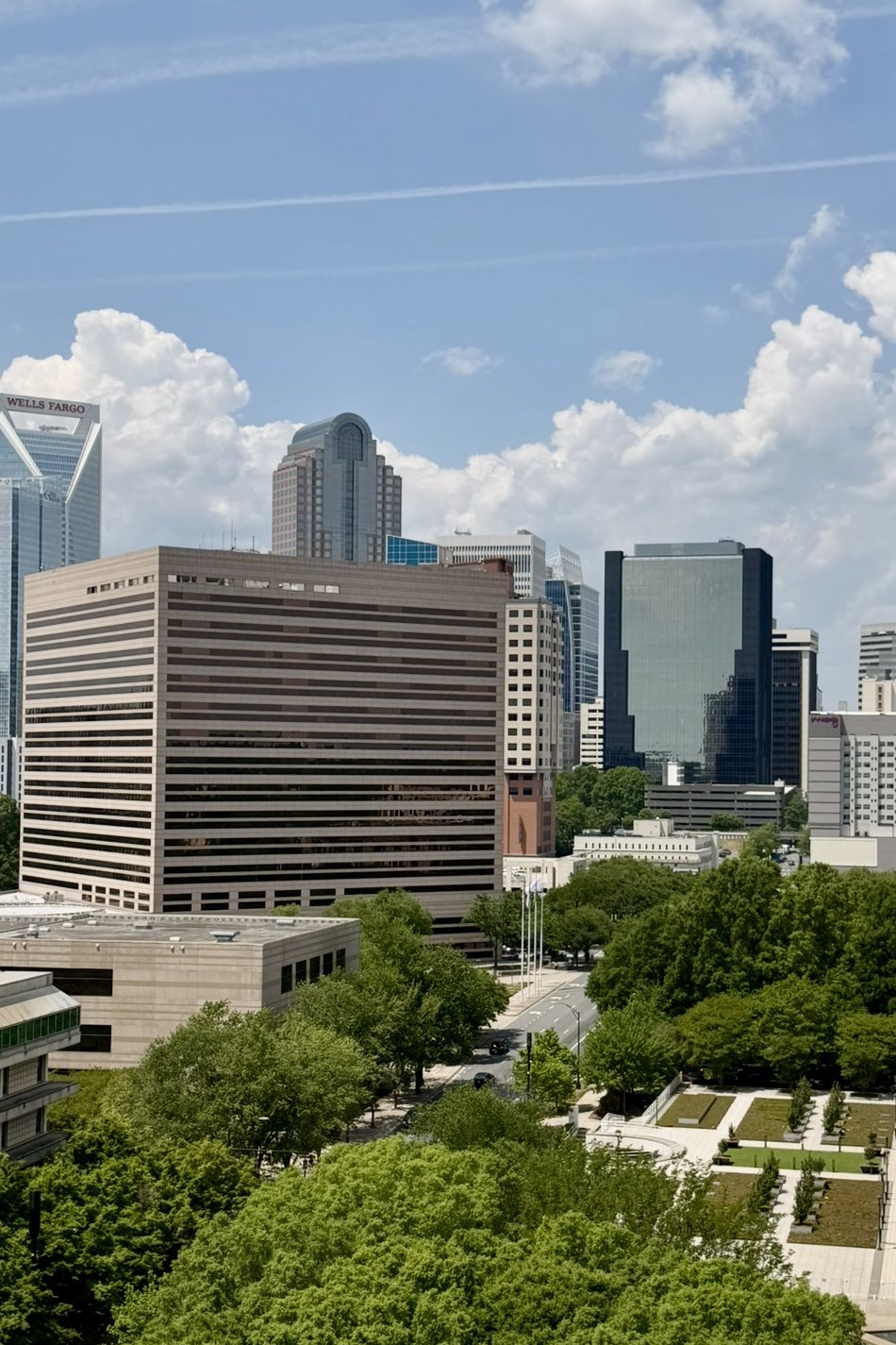 Uptown Charlotte skyline photographed on a clear summer afternoon